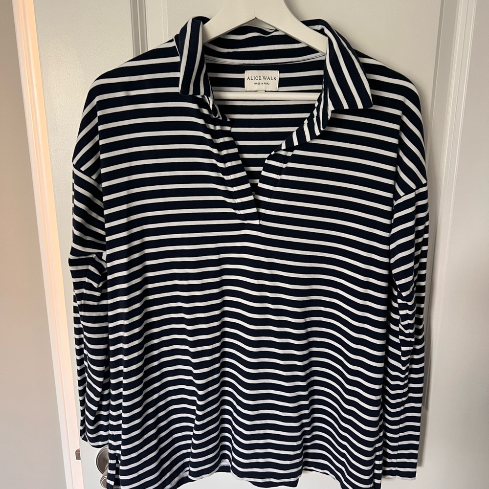 Alice Walk Navy and White Striped Women's Top